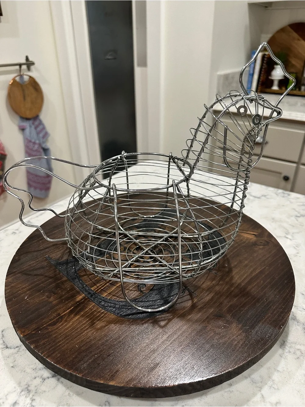 Wire Chicken Egg Basket Farmhouse Kitchen Counter Metal Carrier